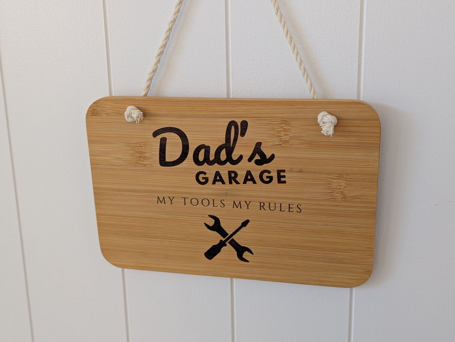 Wooden Engraved Sign - Dad's Garage