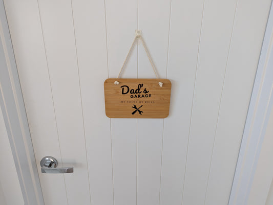Wooden Engraved Sign - Dad's Garage